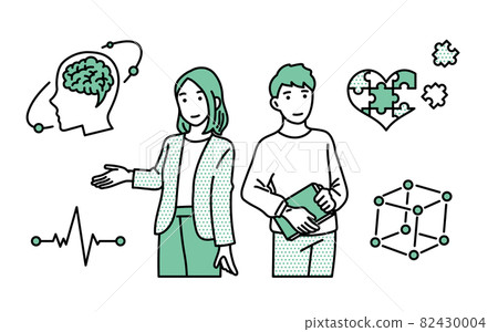 Illustration of men and women studying psychology Illustration of men and women studying psychology 82430004