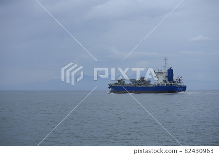 Cargo ship leaving Oiketa City Miike Port, Cargo ship leaving Oiketa City Miike Port, 82430963