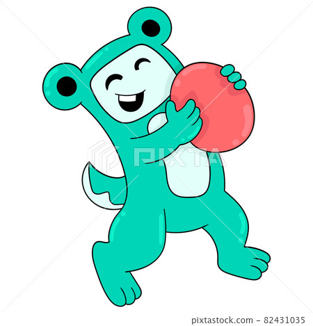 bear with happy heart laughing carrying red balloon, doodle icon image kawaii bear with happy heart laughing carrying red balloon, doodle icon image kawaii 82431035