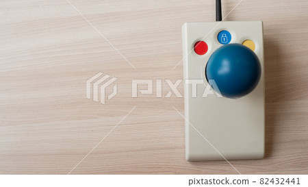 Close-up of a specialized computer mouse for people with cerebral palsy. 82432441