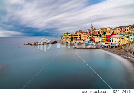 Long Exposure on the shore facing the village of Bogliasco Long Exposure on the shore facing the village of Bogliasco 82432456