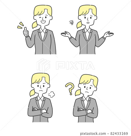 具有各種面部表情的商人的插圖集 82433169