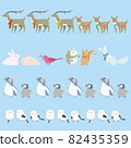 Winter animal illustration set (ruled line) 82435359