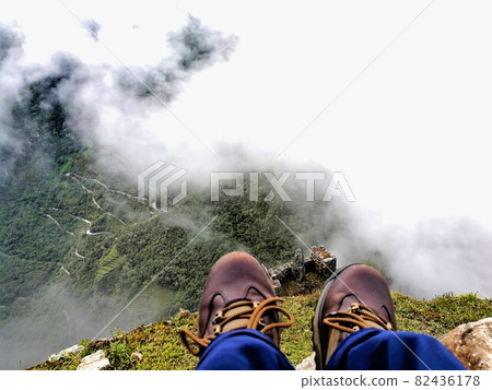 A panoramic view from the highest mountain in Machu Picchu A panoramic view from the highest mountain in Machu Picchu 82436178