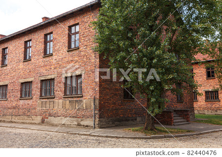 Auschwitz-Birkenau nazi concentration camp museum in Poland. Auschwitz Oswiecim jewish prison in occupied Poland during second world war and Holocaust. Auschwitz-Birkenau nazi concentration camp museum in Poland. Auschwitz Oswiecim jewish prison in occupied Poland during second world war and Holocaust. 82440476