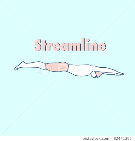 Illustration of a male swimmer forming a swimming streamline Illustration of a male swimmer forming a swimming streamline 82441393