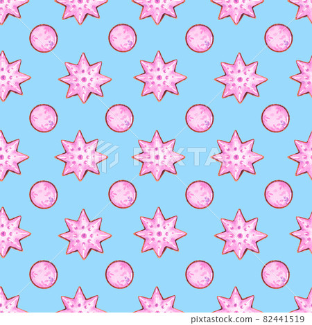 Watercolor Christmas pattern with gingerbread on a blue background 9 Watercolor Christmas pattern with gingerbread on a blue background 9 82441519
