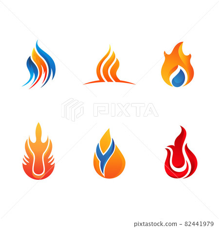 Hot flame fire vector icon illustration 82441979