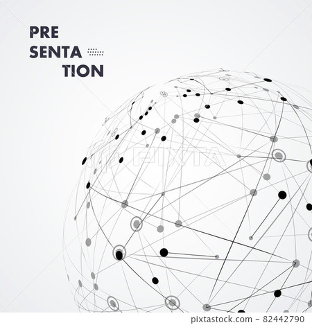 Vector global mesh sphere. Abstract geometric shape with connected dots and lines. Business triangle design technology 82442790