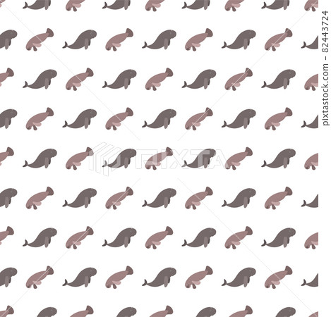 Sea animal seamless pattern with manatees and dugon. Undersea world habitants print. Hand drawn underwater life vector illustration. Funny cartoon marine animals character for kid fabric, textile. Sea animal seamless pattern with manatees and dugon. Undersea world habitants print. Hand drawn underwater life vector illustration. Funny cartoon marine animals character for kid fabric, textile. 82443724