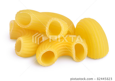 raw macaroni pasta isolated on white background with clipping path and full depth of field 82445823