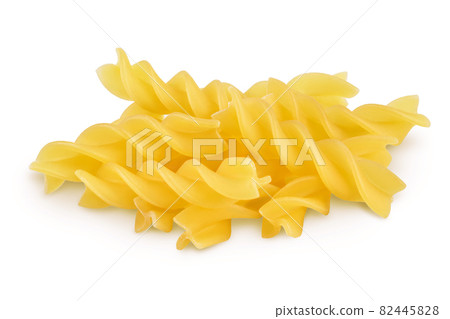 raw Fusilli pasta, isolated on white background with clipping path and full depth of field raw Fusilli pasta, isolated on white background with clipping path and full depth of field 82445828