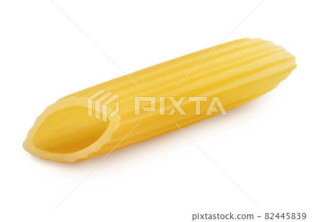Raw italian penne rigate pasta isolated on white background with clipping path and full depth of field Raw italian penne rigate pasta isolated on white background with clipping path and full depth of field 82445839