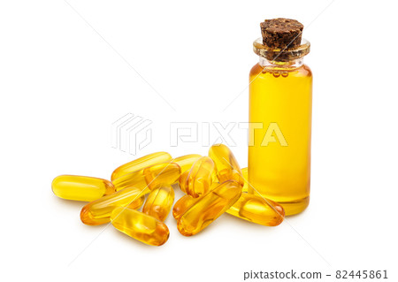 Fish oil capsules isolated on white background with clipping path and full depth of field Fish oil capsules isolated on white background with clipping path and full depth of field 82445861