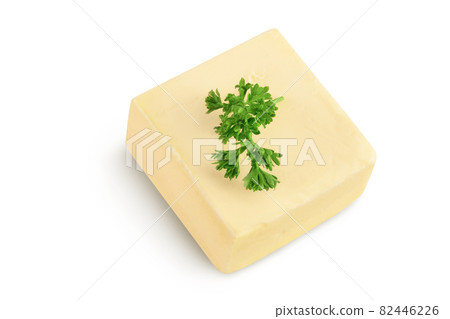 butter isolated on white background with clipping path and full depth of field. Top view. Flat lay butter isolated on white background with clipping path and full depth of field. Top view. Flat lay 82446226