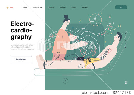 ECG electrocardiography - medical tests web template. Modern flat vector ECG electrocardiography - medical tests web template. Modern flat vector 82447128