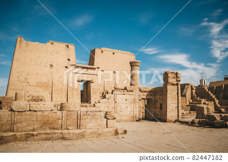 The ruins of the ancient temple of Horus in Edfu, Egypt The ruins of the ancient temple of Horus in Edfu, Egypt 82447182