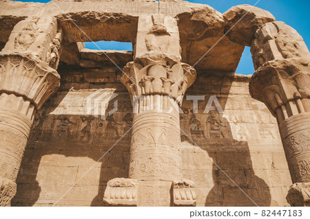 The ruins of the ancient temple of Horus in Edfu, Egypt The ruins of the ancient temple of Horus in Edfu, Egypt 82447183