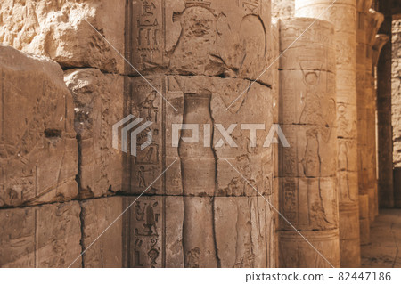 The ruins of the ancient temple of Horus in Edfu, Egypt 82447186