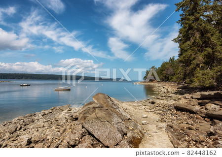 Rocky Shore with Canadian Nature Landscape on the Pacific Ocean West Coast. Rocky Shore with Canadian Nature Landscape on the Pacific Ocean West Coast. 82448162