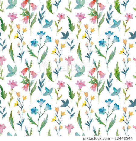 Cute delicate pattern with watercolor painted flowers for textile, fabric, wallpaper and design. Cute delicate pattern with watercolor painted flowers for textile, fabric, wallpaper and design. 82448544
