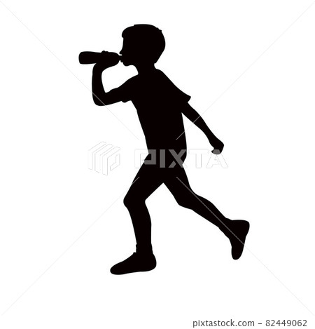 a boy drinking water silhouette vector 82449062