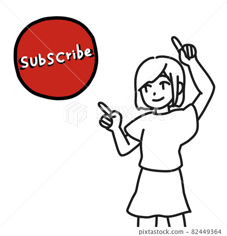 Woman requesting subscription registration (line drawing) 82449364
