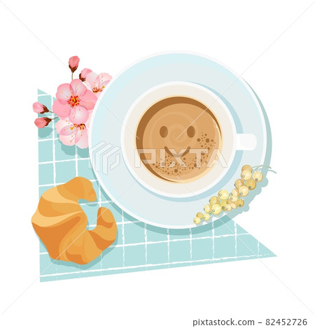 Good morning breakfast with coffee cup and croissant design background. Vector 82452726