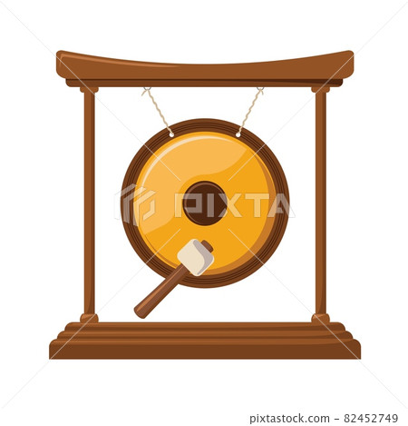 Metal gold gong icon design. Asian music and sound instrument. Vector 82452749