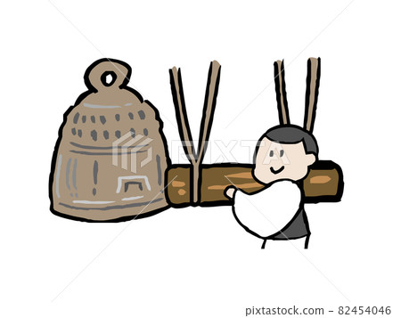 Illustration of a monk ringing the joya no kane 82454046