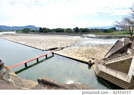Yamada Weir, Chikugo River, World Heritage Irrigation Structure, Inclined Weir, Ishibari Weir, Asakura City, Fukuoka Prefecture 82454557