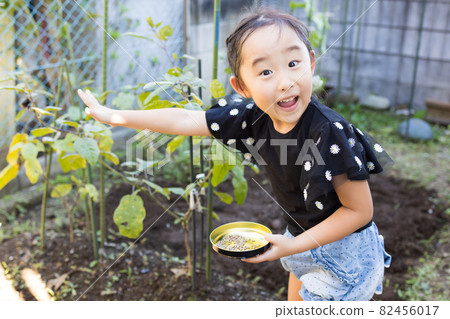 Girl enjoying the vegetable garden 82456017