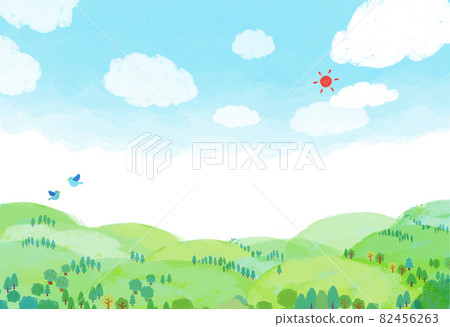 Natural scenery, cityscape, mountains, sky, hand-painted 82456263