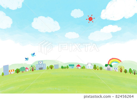 Natural scenery, cityscape, mountains, sky, hand-painted Natural scenery, cityscape, mountains, sky, hand-painted 82456264