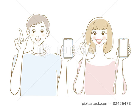 使用智能手機的 30 多歲男性和女性 使用智能手機的 30 多歲男性和女性 82456478