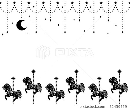 旋轉木馬和月亮剪影框架 82459559