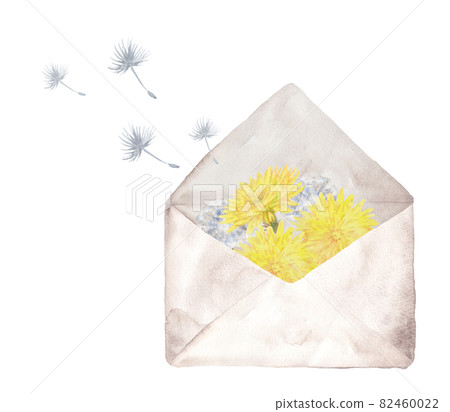 Letters and dandelions watercolor illustrations 82460022