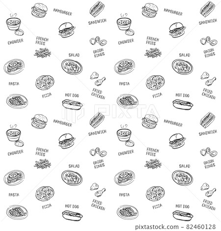 Fast food menu background material hand-painted line drawing Fast food menu background material hand-painted line drawing 82460128