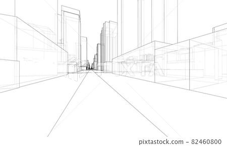 Vector 3d urban landscape. Buildings and roads - Stock Illustration ...