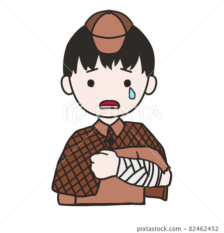 Young detective crying with an arm injury (male 1) Young detective crying with an arm injury (male 1) 82462452