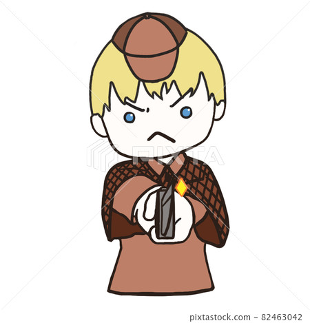 Young detective holding a kitchen knife (male 3) 82463042