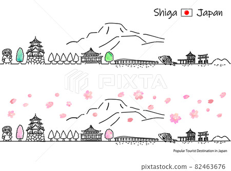 春季滋賀縣城市景觀簡筆劃集 82463676