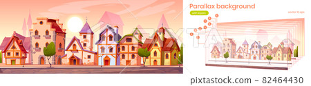 Parallax background medieval town street Parallax background medieval town street 82464430