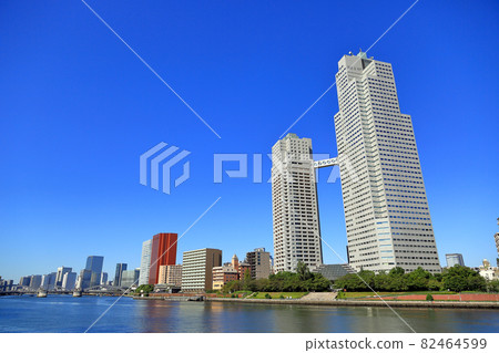 Cityscape of Chuo-ku, Tokyo Sumida River and Sacred Road Ka Garden Tower 82464599