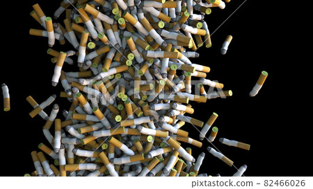 tobacco falling out of cigarette Falling cigarettes and butts - Stock Illustration [82466026]