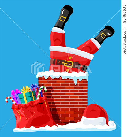 Santa claus stuck in chimney. Santa claus stuck in chimney. 82466639