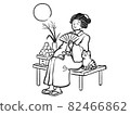 Illustration of a female figure watching the moon with a touch of Japanese painting 82466862