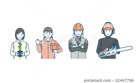 Forestry men and women primary industry illustration material Forestry men and women primary industry illustration material 82467796