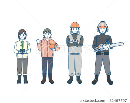 Forestry men and women primary industry whole body illustration material 82467797