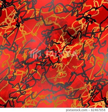 Abstract multicolor seamless pattern, scribble background.Chaotic red black yellow smoke texture,dynamic doodle lines.Decorative backdrop for poster, card.Textile,fabric ornament.Creative vector print 82467858